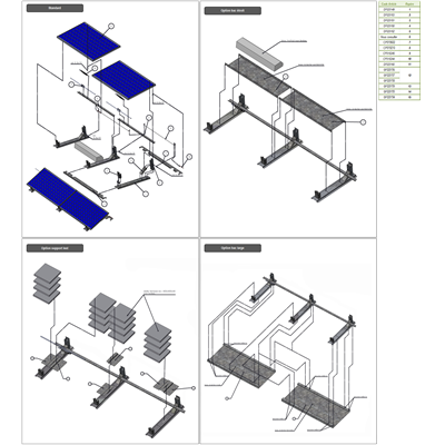 Vue éclaté CLIPOSOL plein sud (2 modules)