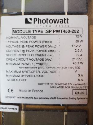 Panneau photovoltaique PV 50w SP PWT450-252 101x45 mm