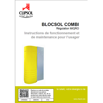 Notice d'instructions de fonctionnement et de maintenance pour l'usager - BLOCSOL COMBI avec régulation MIQRO